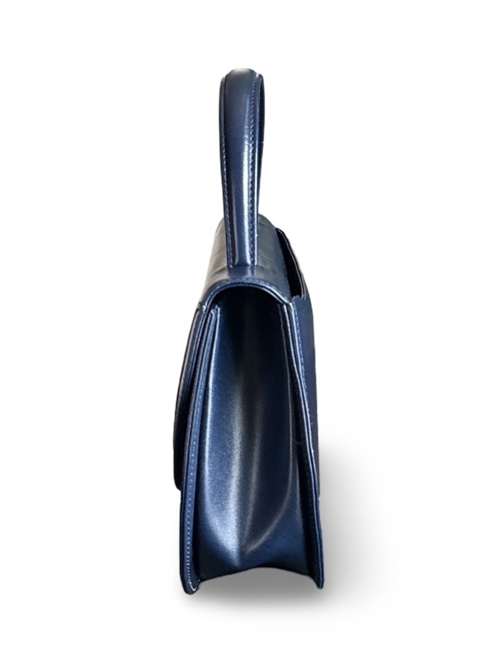 Vintage Givenchy Navy Leather Top Handle Bag Structured Designer Handbag Italy - Picture 6 of 17